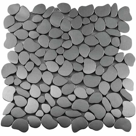 APOLLO TILE Pebble Gray 12.2 in x 12.2 in Metal Polished Floor and Wall Mosaic Tile 5.17 sqft/case, 5PK APLMM8826A